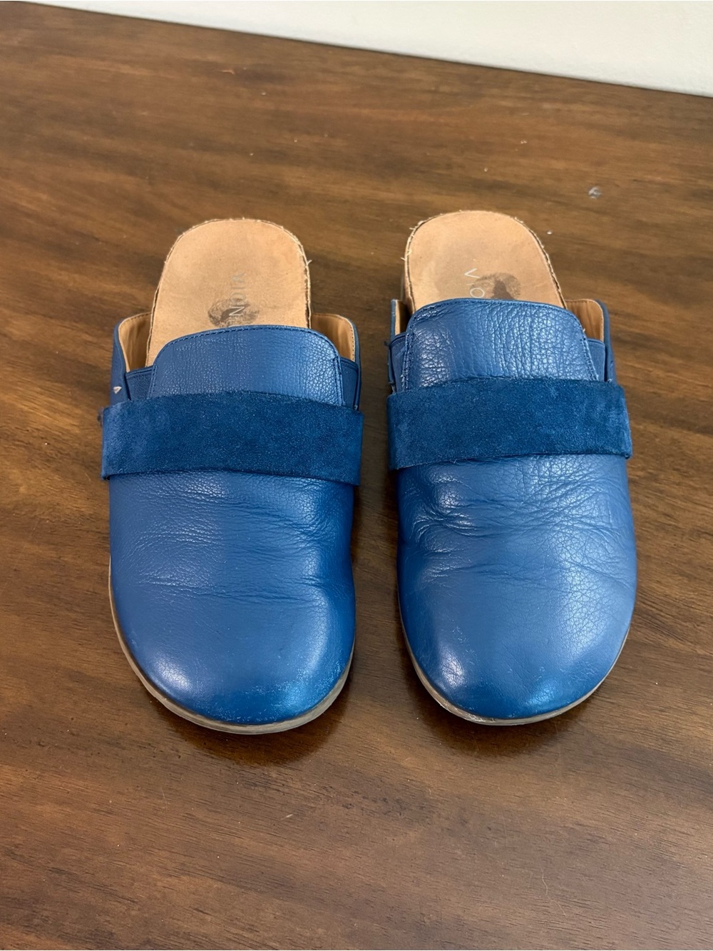 Vionic Ambrosia Blue Leather Slip On Mules Clogs Shoes Womens Size 8.5 Casual - Picture 2 of 8
